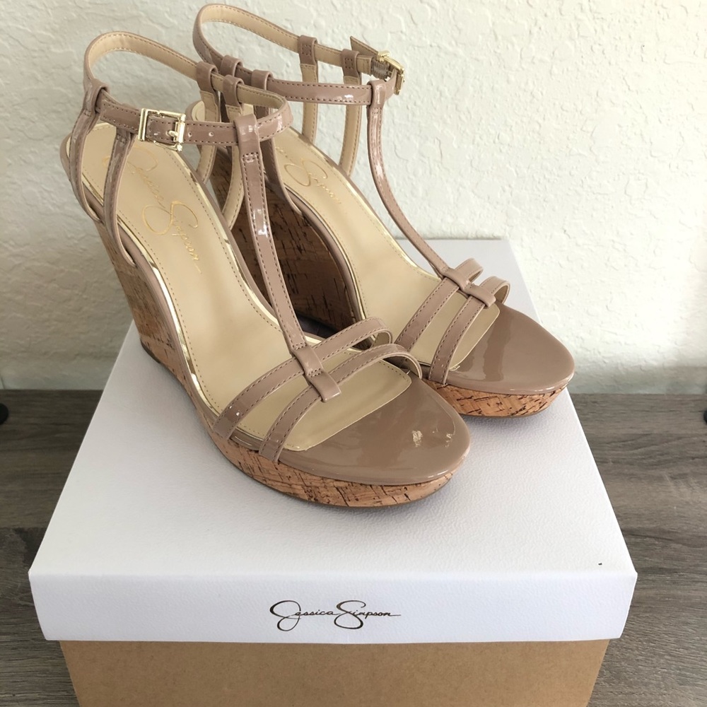 NEW Jessica Simpson Nude Beige Wedges Size 10